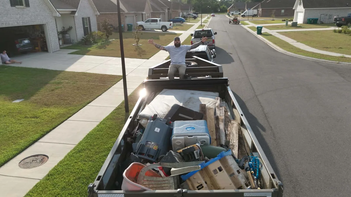 Household items gathered in a loaded trailer